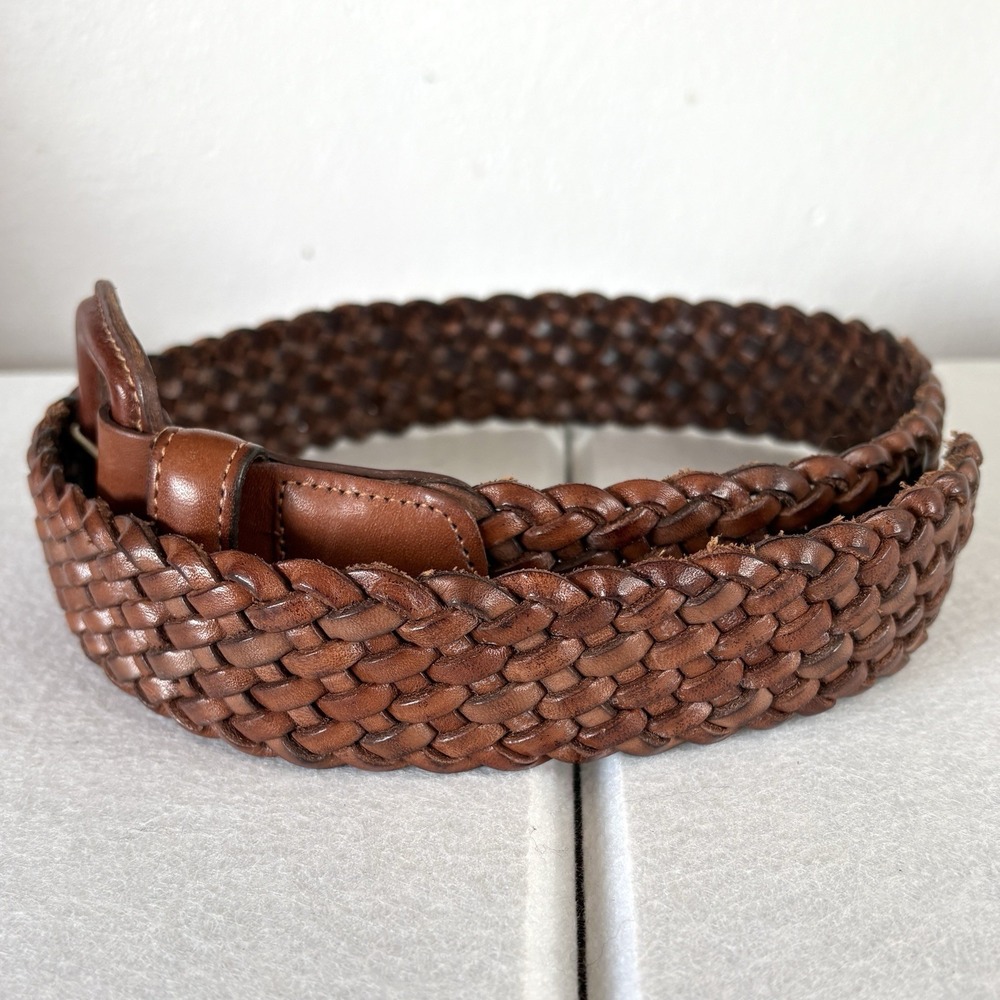 VTG Coach Leather Braided Belt 3851 S Preppy Woven Boho British Tan Buckle 31" L - Picture 5 of 9